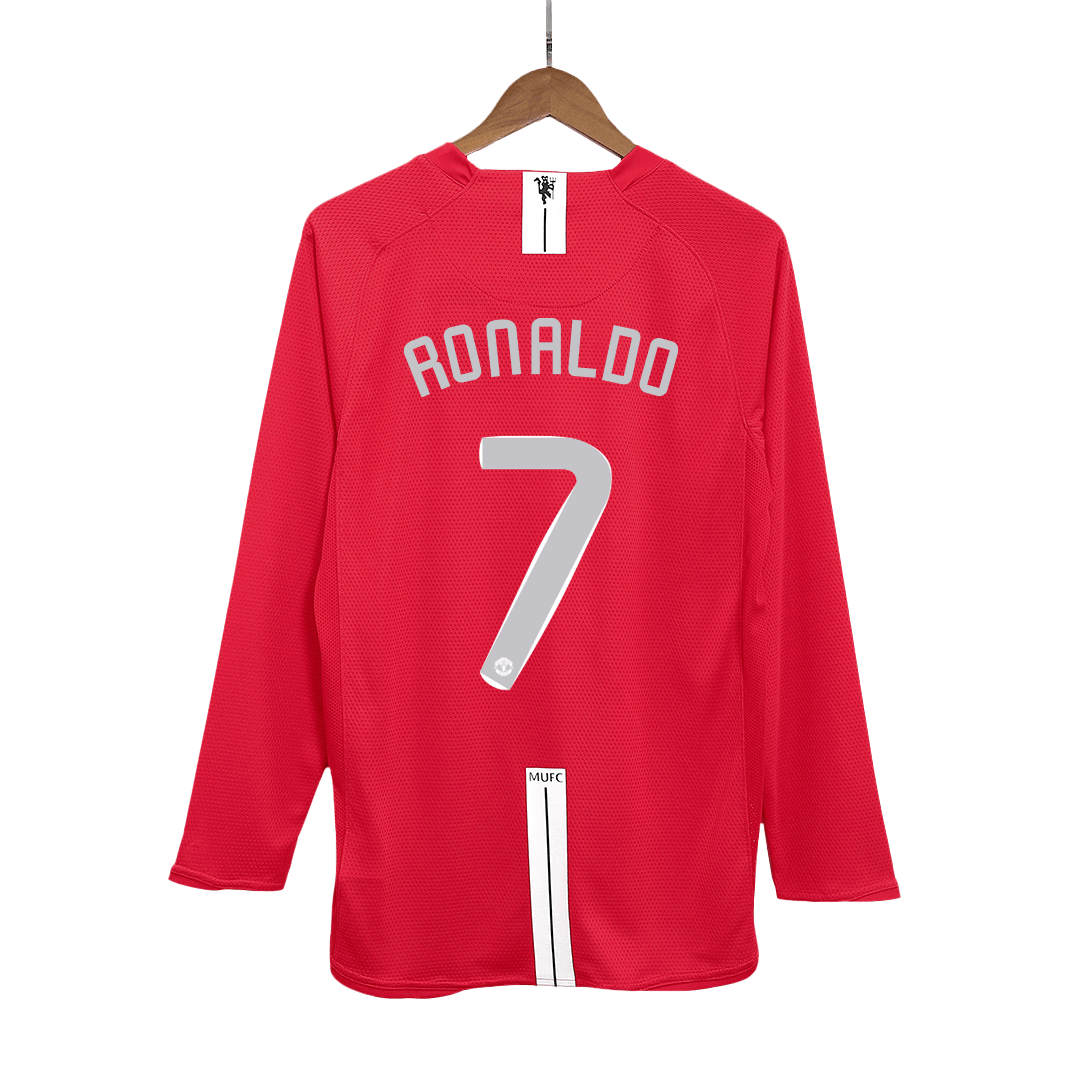 Retro RONALDO #7 Men's Manchester United UCL Final 2007/08 Home Long Sleeve Soccer Jersey