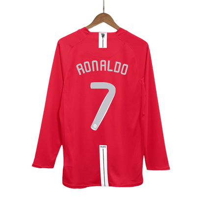 Retro RONALDO #7 Men's Manchester United UCL Final 2007/08 Home Long Sleeve Soccer Jersey