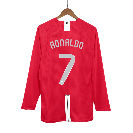 Retro RONALDO #7 Men's Manchester United UCL Final 2007/08 Home Long Sleeve Soccer Jersey