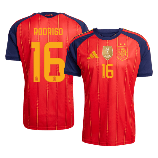 RODRIGO #16 Men's Spain World Cup 2026 Champion Edition Home Soccer Jersey