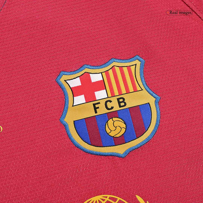 Retro A.INIESTA #8 Men's Barcelona UCL UCL Final 2008/09 Home Long Sleeve Soccer Jersey