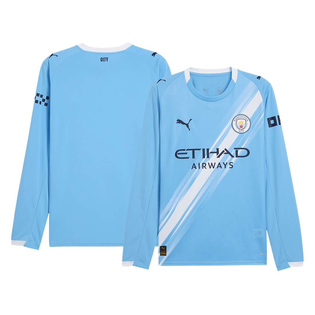 Men's Manchester City 2025/26 Home Long Sleeve Soccer Jersey