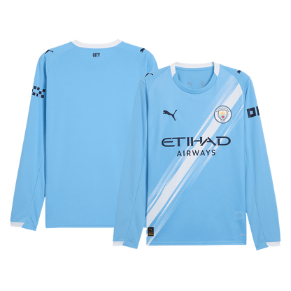 Men's Manchester City 2025/26 Home Long Sleeve Soccer Jersey