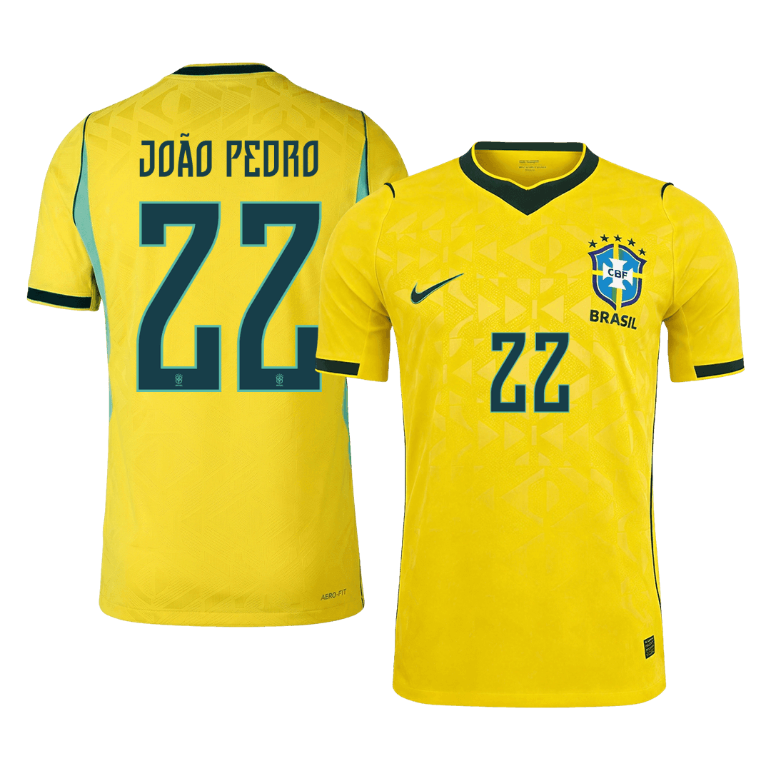JOÃO PEDRO #22 Men's Brazil World Cup 2026 Player Version Home Soccer Jersey - Slim Fit