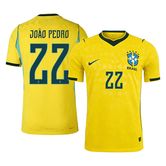 JOÃO PEDRO #22 Men's Brazil World Cup 2026 Player Version Home Soccer Jersey - Slim Fit