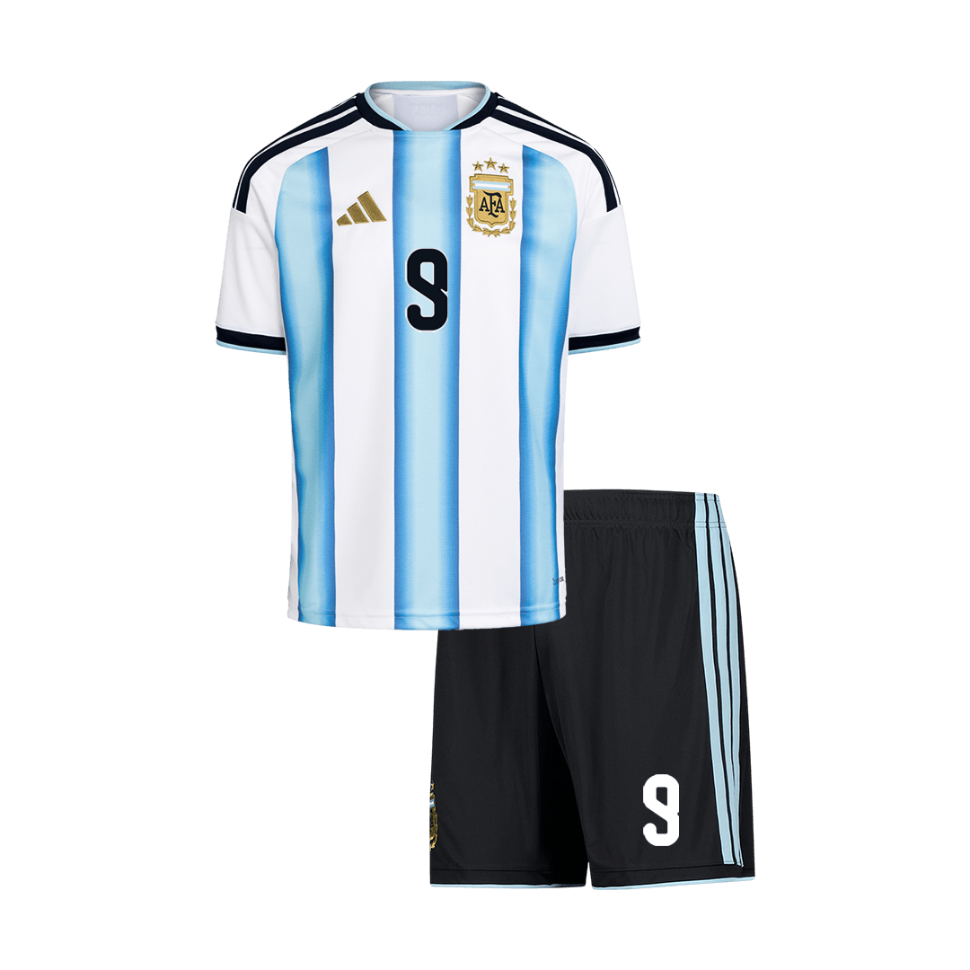 Kid's J.ÁLVAREZ #9 Argentina World Cup 2026 Home Soccer Jersey Kit [PREMIUM]