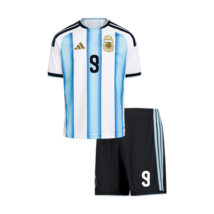 Kid's J.ÁLVAREZ #9 Argentina World Cup 2026 Home Soccer Jersey Kit [PREMIUM]