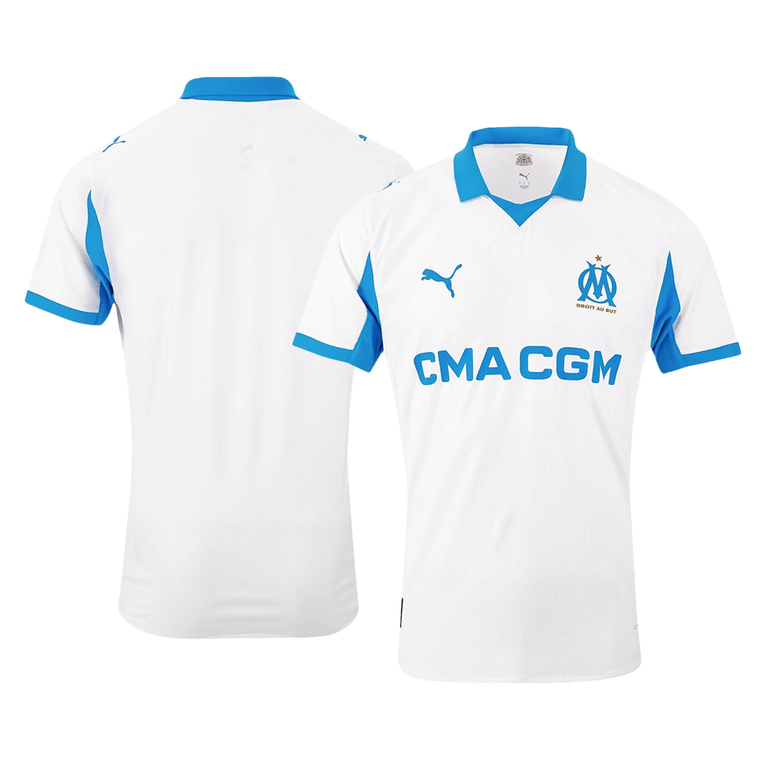 Men's Marseille 2025/26 Player Version Home Soccer Jersey - Slim Fit