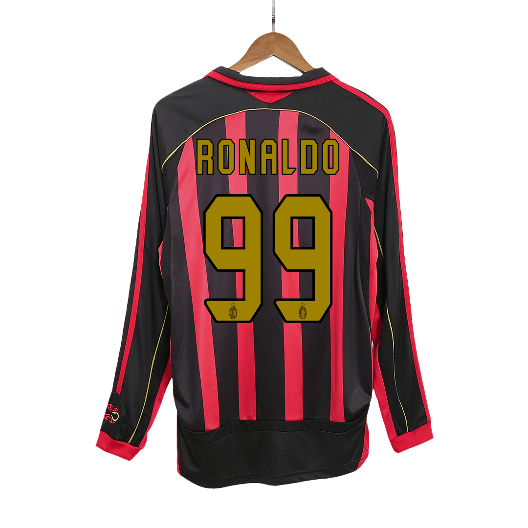 Retro RONALDO #99 Men's AC Milan 2006/07 Home Long Sleeve Soccer Jersey