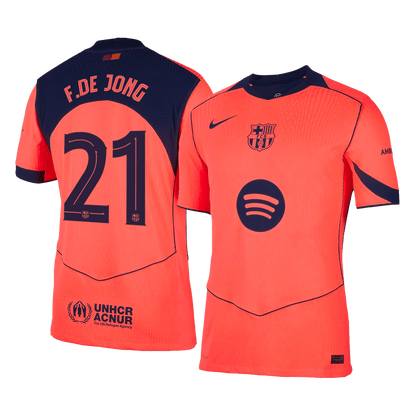 F.DE JONG #21 Men's Barcelona UCL 2025/26 Player Version Third Away Soccer Jersey - Slim Fit