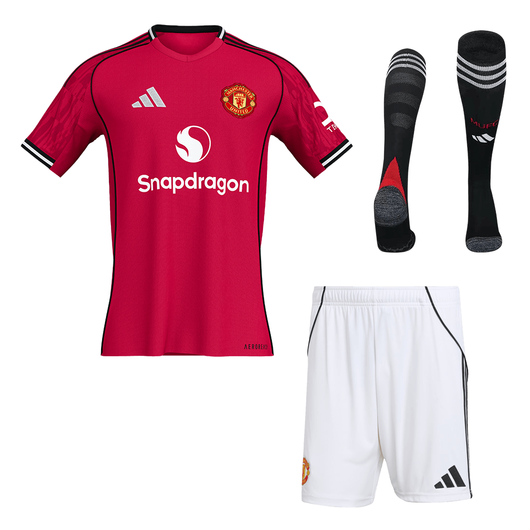 Men's Manchester United 2025/26 Home Soccer Jersey Full Kit [PREMIUM]