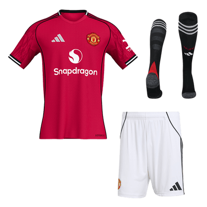 Men's Manchester United 2025/26 Home Soccer Jersey Full Kit [PREMIUM]
