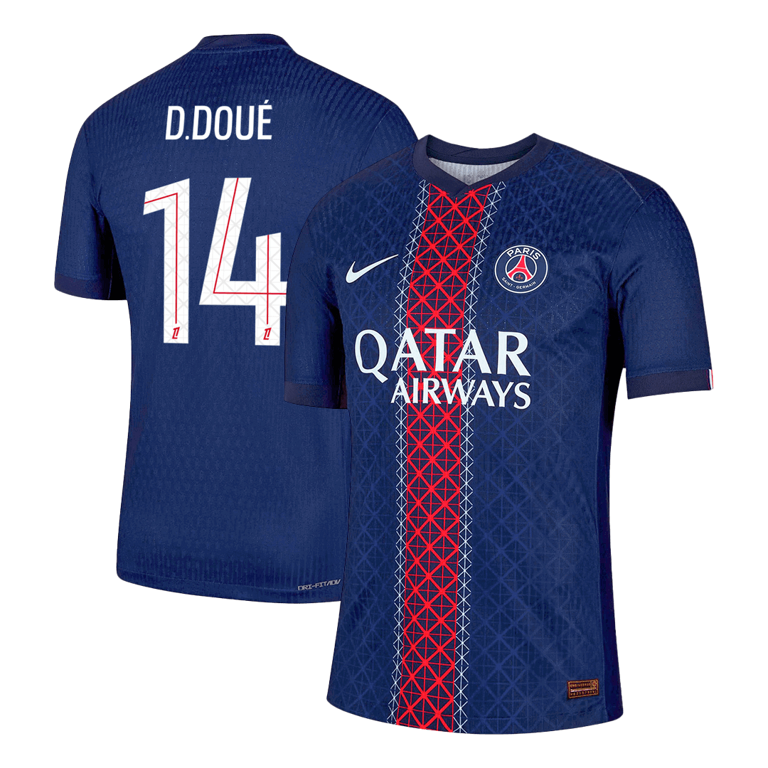 D.DOUÉ #14 Men's PSG 2025/26 Player Version Home Soccer Jersey - Slim Fit