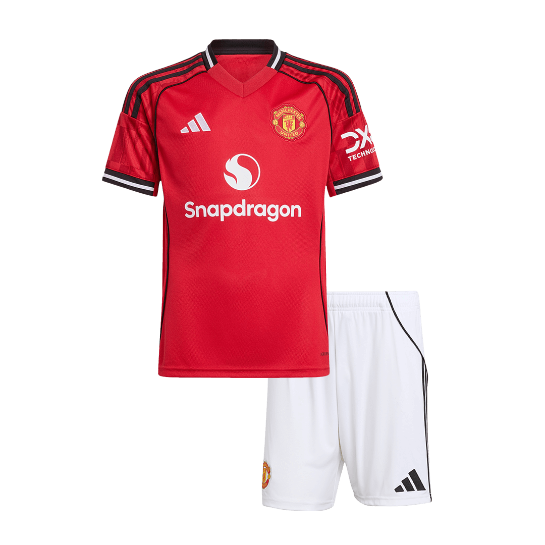 Kid's Manchester United 2025/26 Home Soccer Jersey Kit