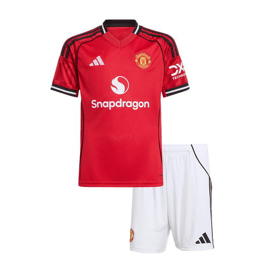 Kid's Manchester United 2025/26 Home Soccer Jersey Kit