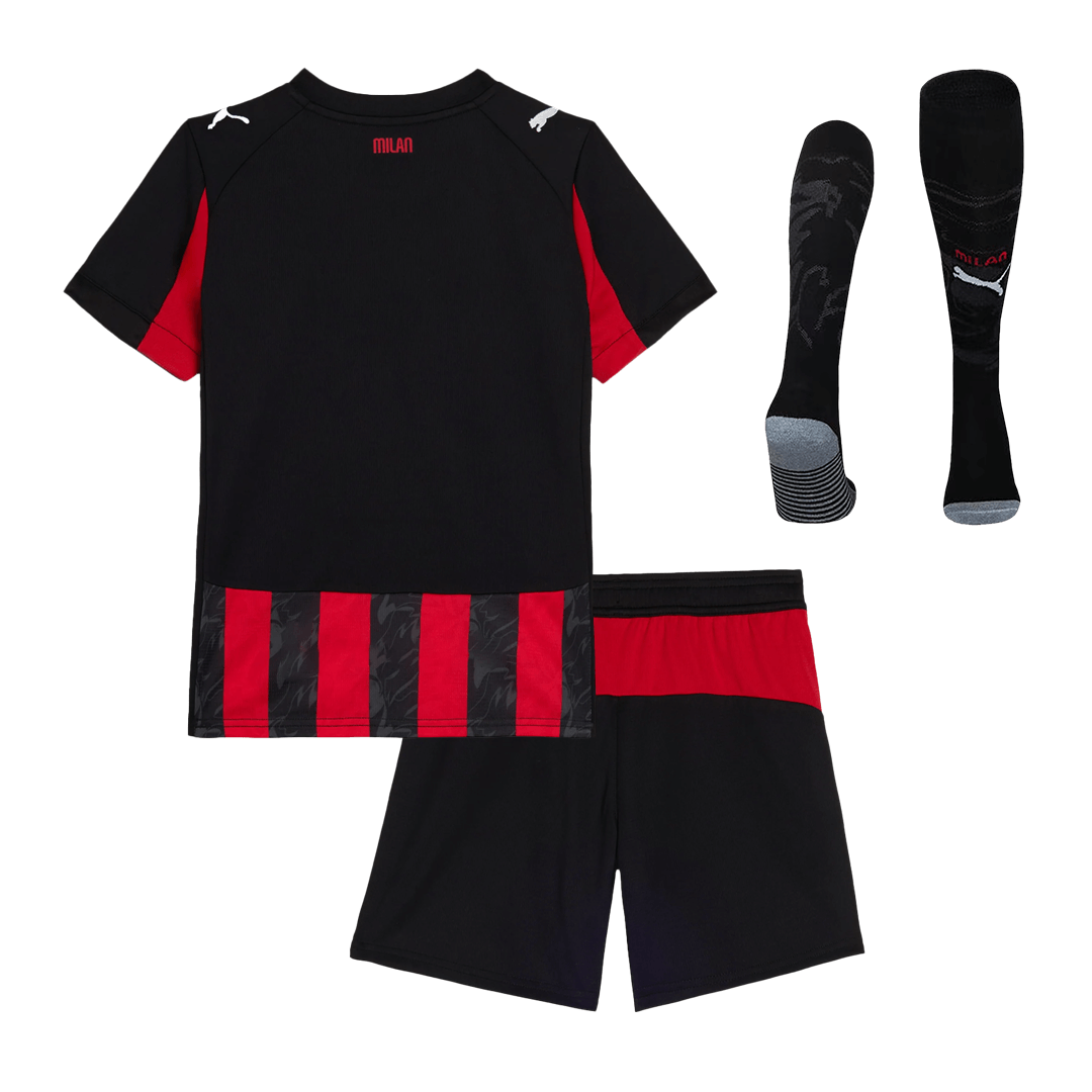 Kid's AC Milan 2025/26 Home Soccer Jersey Full Kit