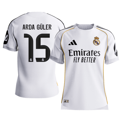 ARDA GÜLER #15 Men's Real Madrid 2025/26 Player Version Home Soccer Jersey - Slim Fit [PREMIUM]
