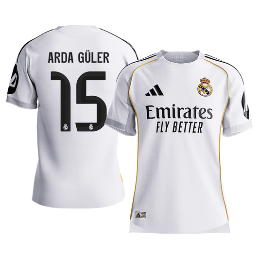 ARDA GÜLER #15 Men's Real Madrid 2025/26 Player Version Home Soccer Jersey - Slim Fit [PREMIUM]