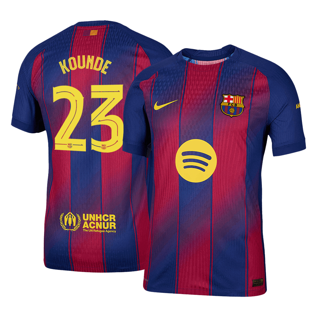KOUNDE #23 Men's Barcelona UCL 2025/26 Player Version Home Soccer Jersey - Slim Fit
