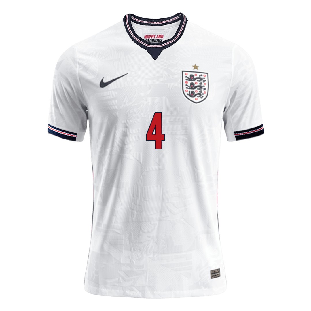 RICE #4 Men's England World Cup 2026 Player Version Home Soccer Jersey - Slim Fit
