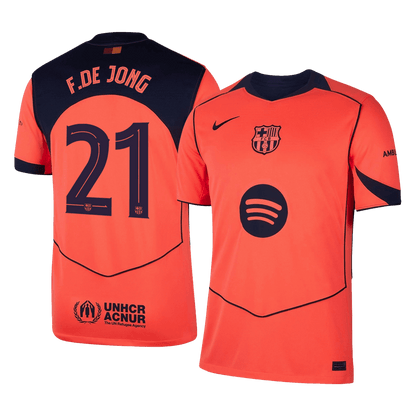 F.DE JONG #21 Men's Barcelona UCL 2025/26 Third Away Soccer Jersey