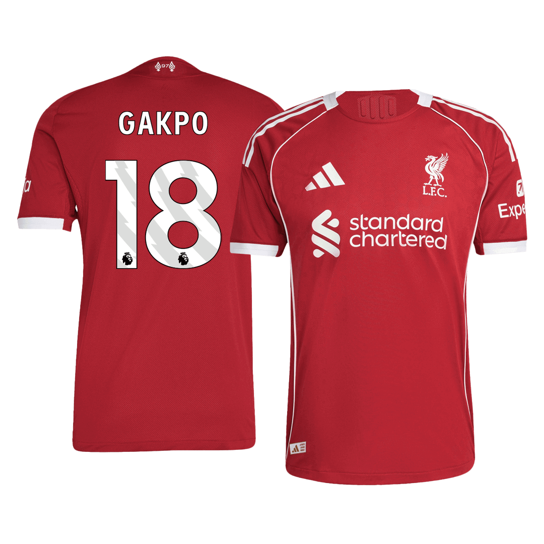 GAKPO #18 Men's Liverpool 2025/26 Player Version Home Soccer Jersey - Slim Fit