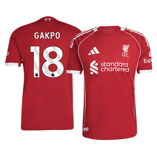 GAKPO #18 Men's Liverpool 2025/26 Player Version Home Soccer Jersey - Slim Fit