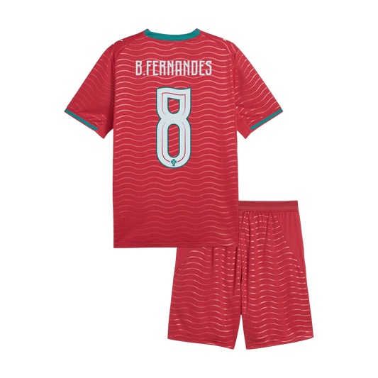 Kid's B. FERNANDES #8 Portugal World Cup 2026 Home Soccer Jersey Kit [PREMIUM]