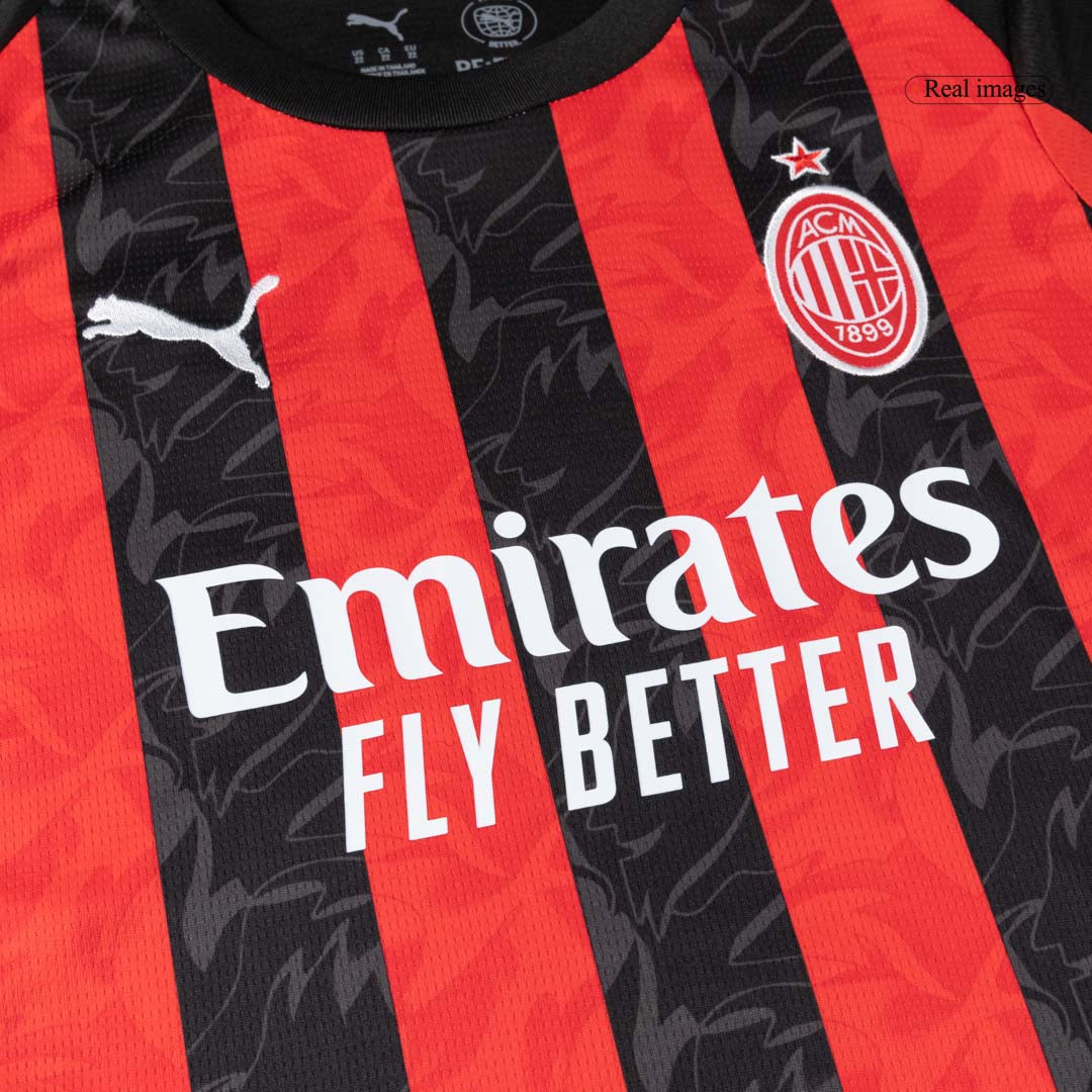 Kid's AC Milan 2025/26 Home Soccer Jersey Full Kit