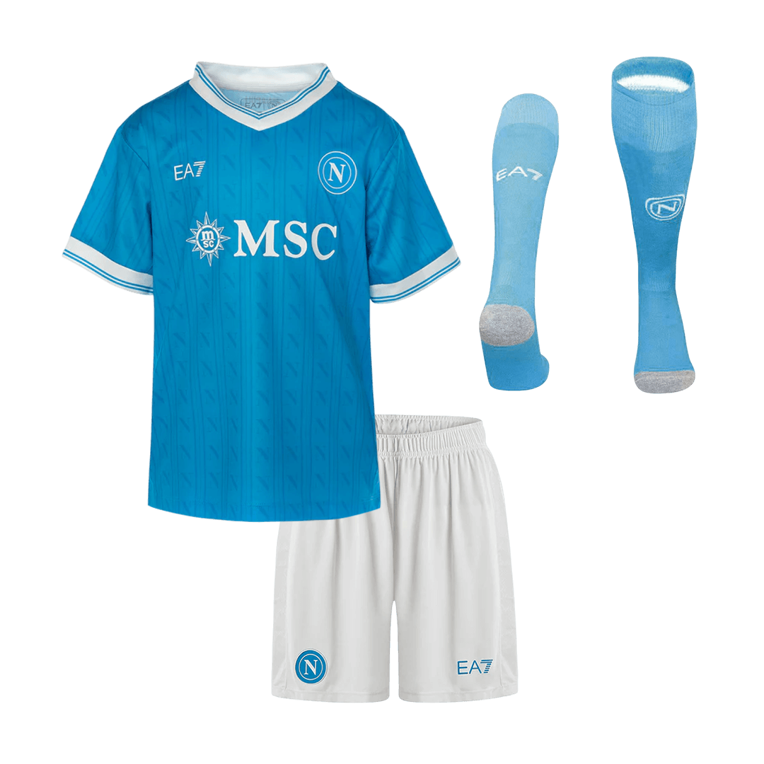 Kid's Napoli 2025/26 Home Soccer Jersey Full Kit