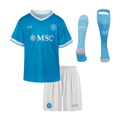 Kid's Napoli 2025/26 Home Soccer Jersey Full Kit