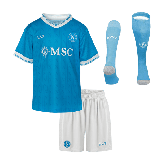 Kid's Napoli 2025/26 Home Soccer Jersey Full Kit