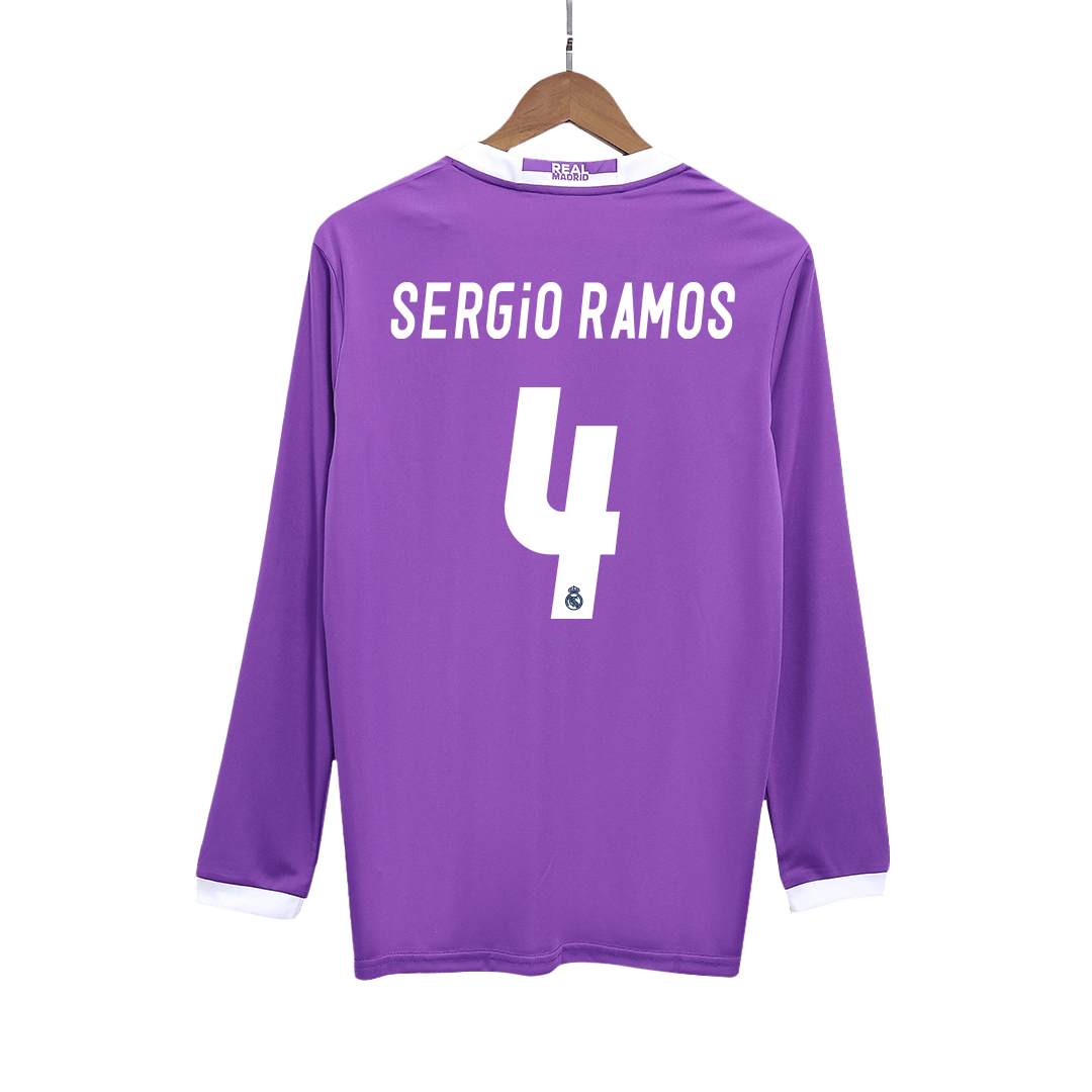 Retro SERGIO RAMOS #4 Men's Real Madrid 2016/17 Away Long Sleeve Soccer Jersey