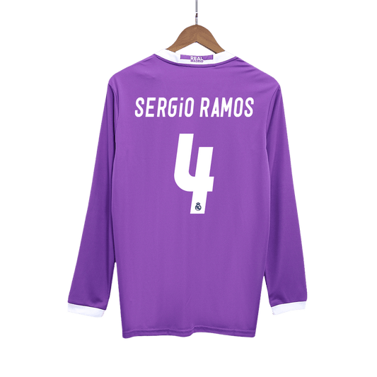 Retro SERGIO RAMOS #4 Real Madrid 2016/17 Away Long Sleeve Soccer Jersey primary product view
