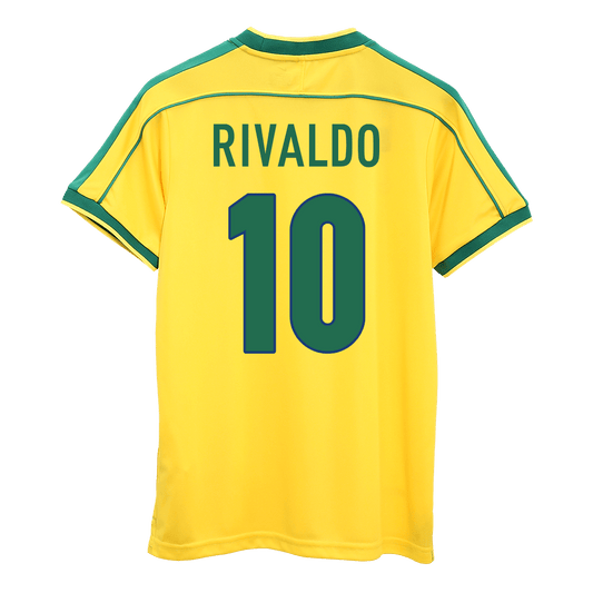 Retro RIVALDO #10 Men's Brazil World Cup 1998 Home Soccer Jersey