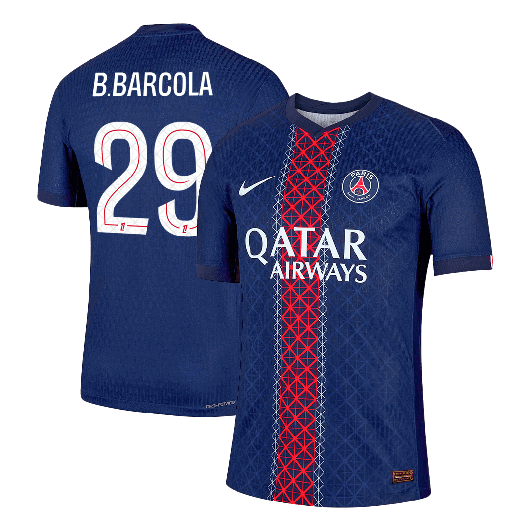 B.BARCOLA #29 Men's PSG 2025/26 Player Version Home Soccer Jersey - Slim Fit
