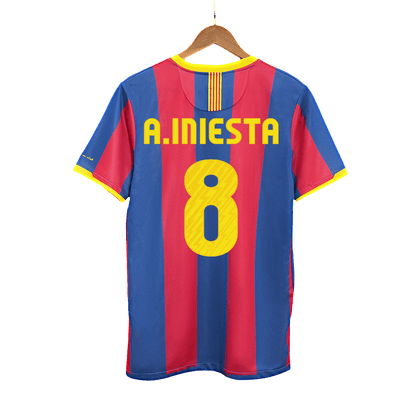 Retro A.INIESTA #8 Men's Barcelona 2010/11 Home Soccer Jersey