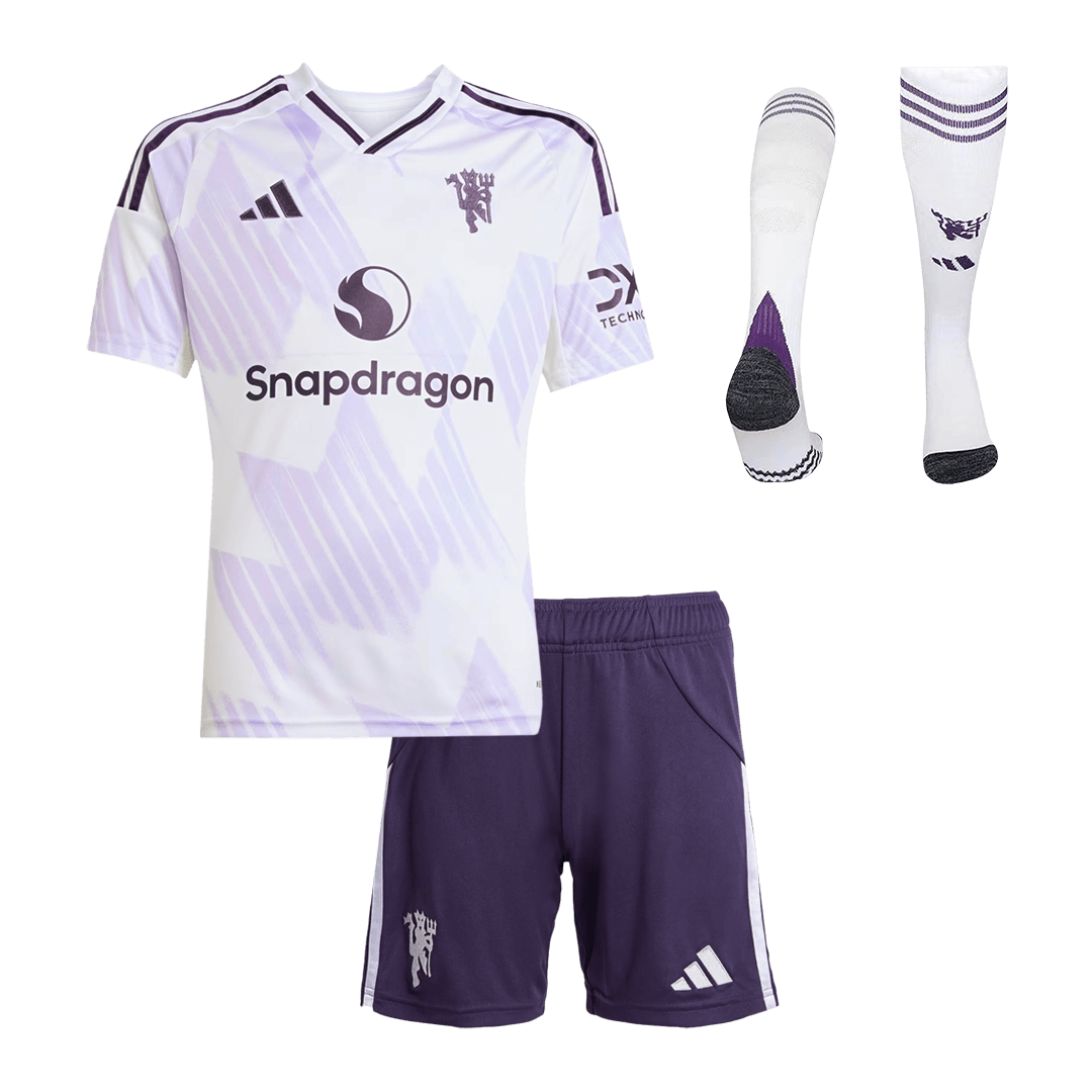 Kid's Manchester United 2025/26 Away Soccer Jersey Full Kit