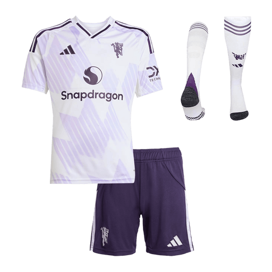 Kid's Manchester United 2025/26 Away Soccer Jersey Full Kit
