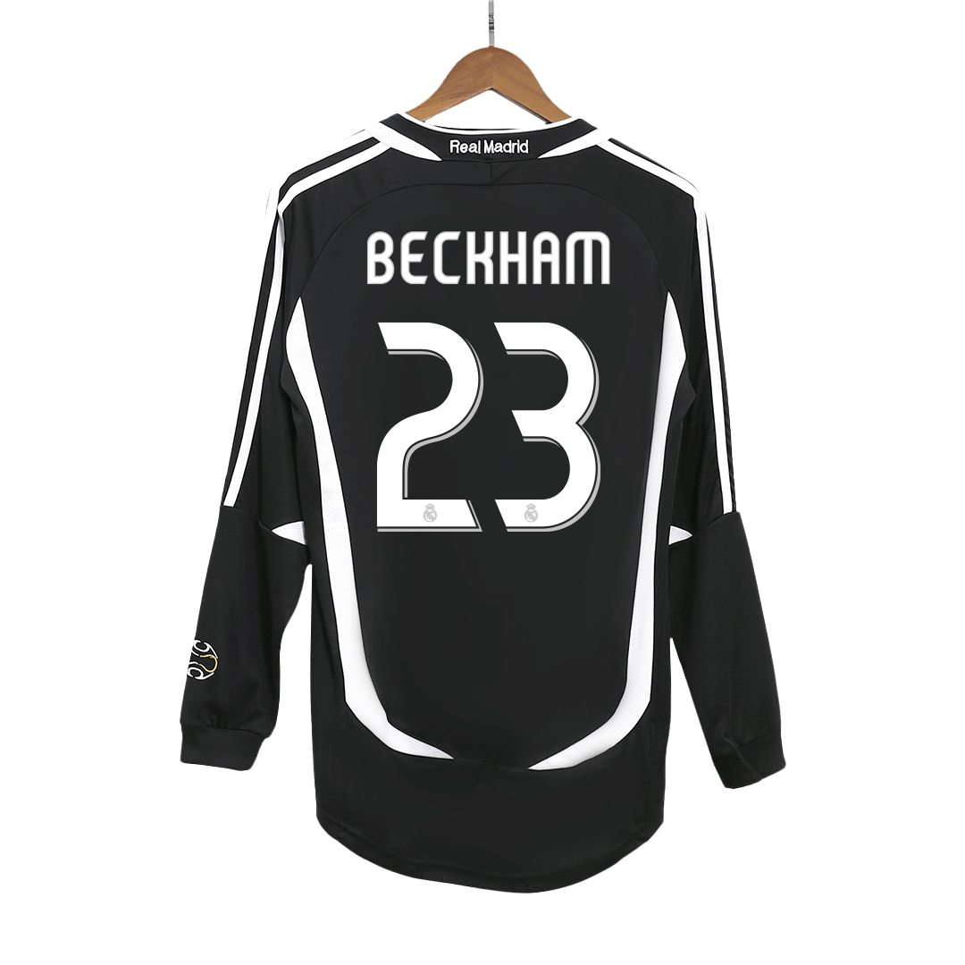 Retro BECKHAM #23 Men's Real Madrid 2006/07 Away Long Sleeve Soccer Jersey
