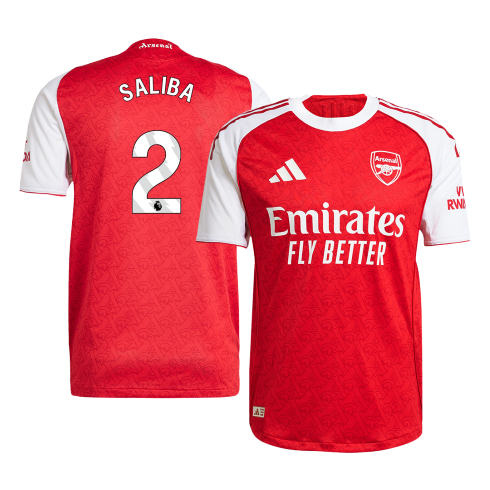 SALIBA #2 Men's Arsenal 2025/26 Player Version Home Soccer Jersey - Slim Fit