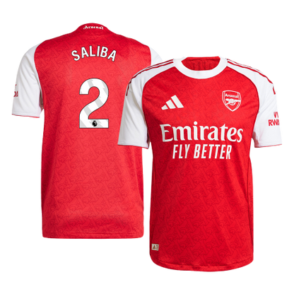 SALIBA #2 Men's Arsenal 2025/26 Player Version Home Soccer Jersey - Slim Fit
