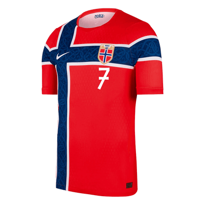 SØRLOTH #7 Men's Norway World Cup 2026 Player Version Home Soccer Jersey - Slim Fit