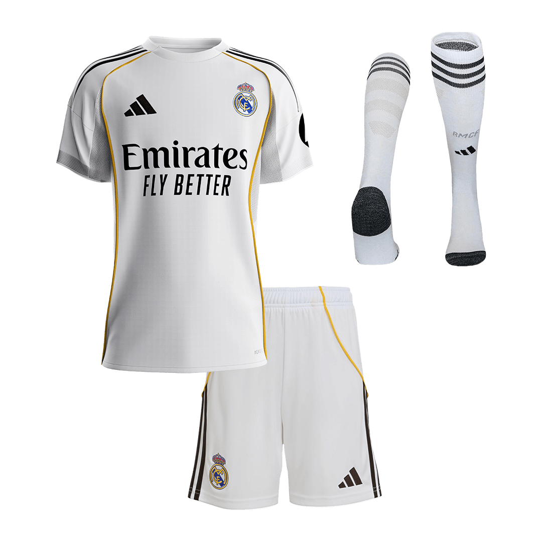 Kid's Real Madrid 2025/26 Home Soccer Jersey Full Kit [PREMIUM]