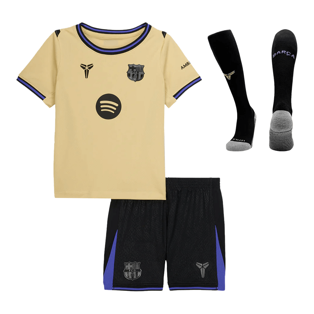 Kid's Barcelona 2025/26 Away Soccer Jersey Full Kit