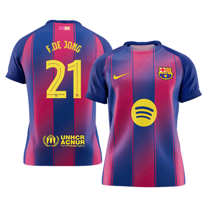 F.DE JONG #21 Men's Barcelona UCL 2025/26 Home Soccer Jersey [PREMIUM]