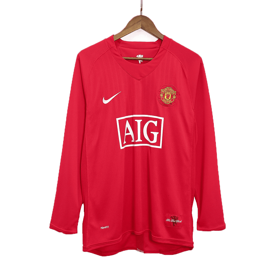 Retro RONALDO #7 Men's Manchester United 2007/08 Home Long Sleeve Soccer Jersey