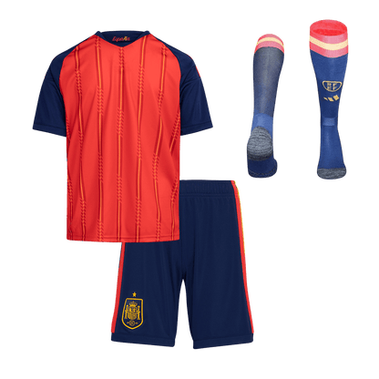 Kid's Spain World Cup 2026 Home Soccer Jersey Full Kit [PREMIUM]