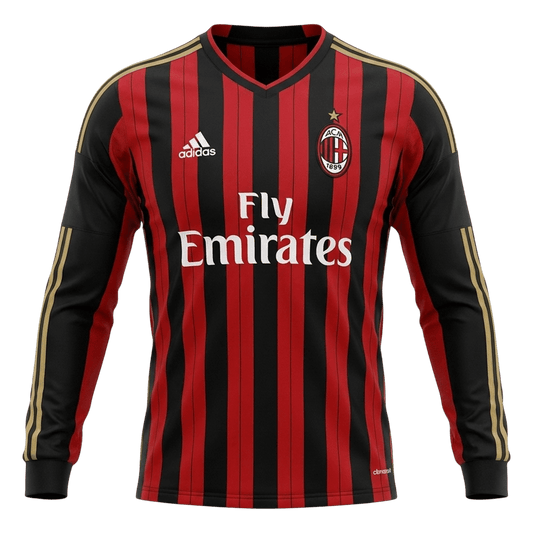 Retro Men's AC Milan 2013/14 Home Long Sleeve Soccer Jersey