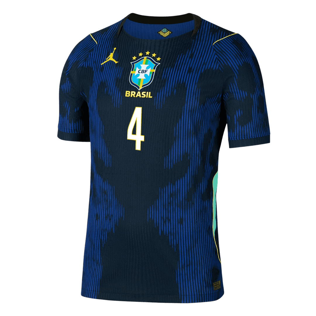 MARQUINHOS #4 Men's Brazil World Cup 2026 Player Version Away Soccer Jersey - Slim Fit